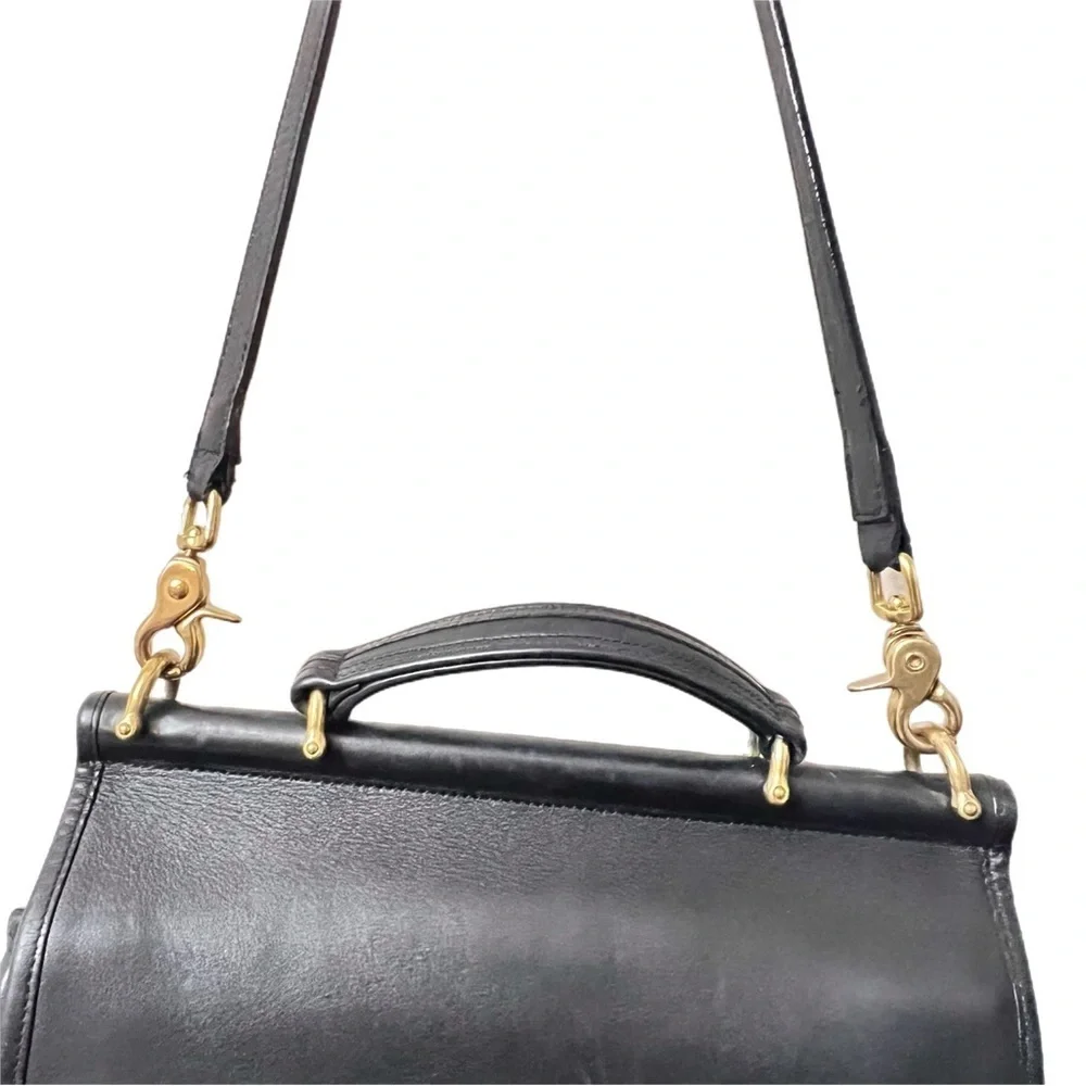 Vintage Coach Black Leather Willis Crossbody/Satchel Bag 9927 - Picture 5 of 12